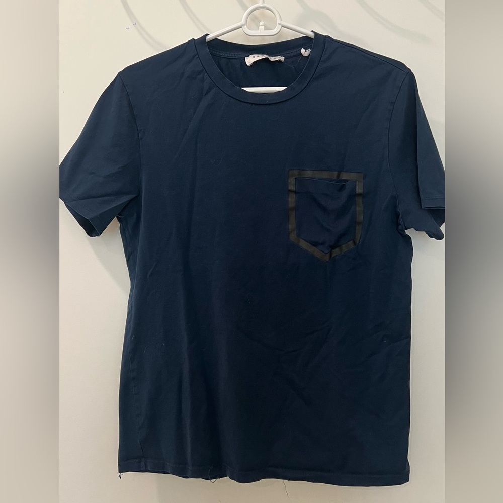 Sandro Dark Blue Short Sleeve Tee with Pocket
